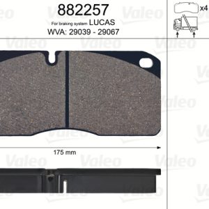 Placute frana VOLVO FL6 FL 619 diesel 204 cai VALEO 882257