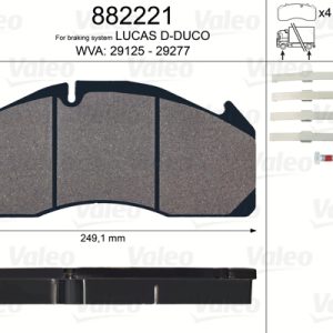 Placute frana VOLVO FL FL 250-14 diesel 250 cai VALEO 882221