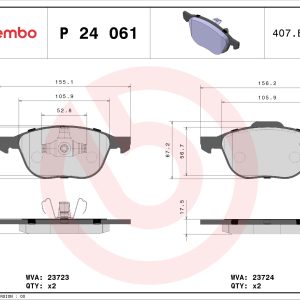 Placute frana VOLVO C30 (533) T5 benzina 220 cai BREMBO P 24 061