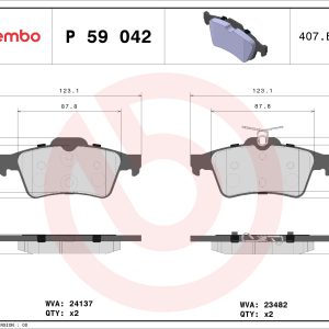 Placute frana VOLVO C30 (533) 2.4 i benzina 170 cai BREMBO P 59 042