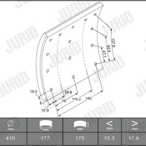 Set garnituri de frictiune frana tambur VOLVO FL12 FL 12/380 diesel 379 cai JURID 1909001070