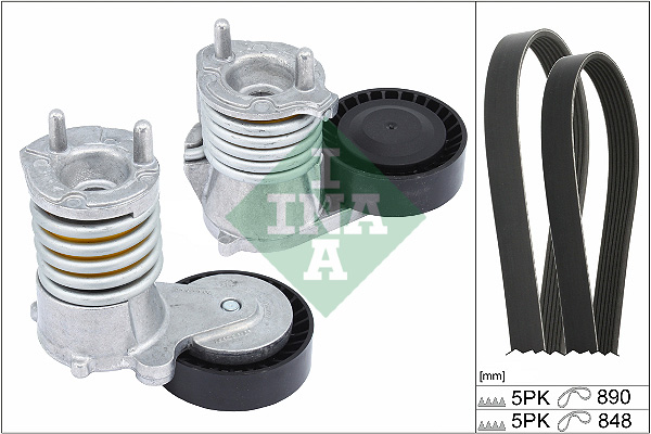 Set curea transmisie cu caneluri VOLVO C30 (533) D3 diesel 150 cai INA 529 0490 10