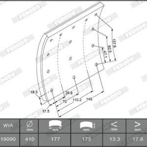 Set garnituri de frictiune frana tambur VOLVO FM7 FM 7/250 diesel 250 cai FERODO K19090.0-F3526