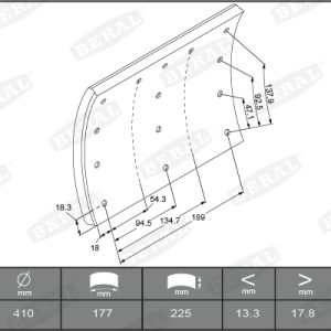 Set garnituri de frictiune frana tambur VOLVO FM7 FM 7/250 diesel 250 cai BERAL KBL19068.2-1627