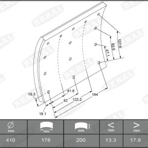 Set garnituri de frictiune frana tambur VOLVO FL12 FL 12/380 diesel 379 cai BERAL KBL19071.2-1627