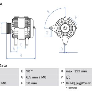 Alternator VW CADDY IV microbus (SAB, SAJ) 2.0 TDI 4motion diesel 122 cai BOSCH 0 986 083 850