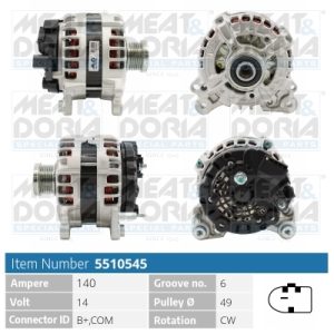 Alternator VW GOLF VAN VII Variant (BA5) 2.0 TDi BlueMotion 4motion diesel 150 cai MEAT DORIA 5510545