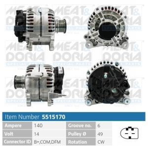 Alternator VW CRAFTER 30-35 bus (2E_) 2.0 TDI diesel 114 cai MEAT DORIA 5515170