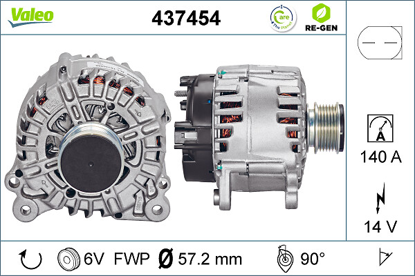 Alternator VW GOLF VI (5K1) 2.0 TDI diesel 136 cai VALEO 437454