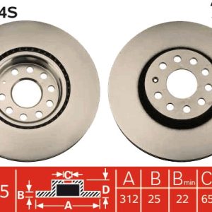 Disc frana VW CADDY V microbus (SBB, SBJ) 1.5 TSi EVO benzina 114 cai TRW DF4464S