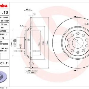Disc frana VW CADDY V Autoutilitara/limuzina spatioasa (SBA, SBH) 2.0 TDi BMT diesel 102 cai BREMBO 08.C501.11