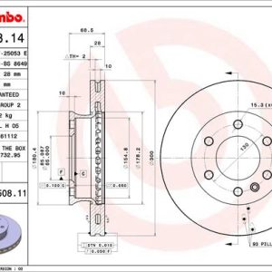 Disc frana VW CRAFTER 30-50 caroserie (2E_) 2.0 TDI diesel 140 cai BREMBO 09.9508.11