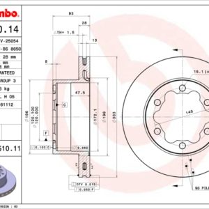 Disc frana VW CRAFTER 30-50 caroserie (2E_) 2.0 TDI diesel 140 cai BREMBO 09.9510.11