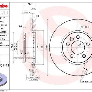 Disc frana VW CRAFTER caroserie (SY_, SX_) 2.0 TDI diesel 140 cai BREMBO 09.D351.11