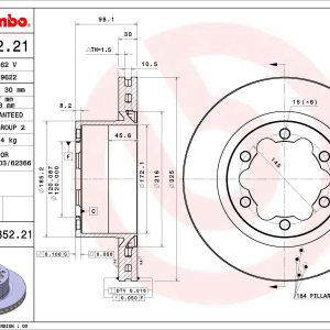 Disc frana VW CRAFTER caroserie (SY_, SX_) 2.0 TDI diesel 140 cai BREMBO 09.D352.21