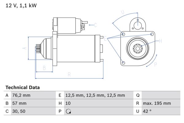 Electromotor VW GOLF VI Variant (AJ5) 1.2 TSI benzina 105 cai BOSCH 0 986 020 330