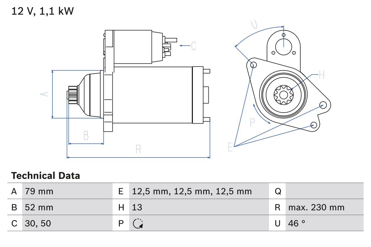 Electromotor VW GOLF VII (5G1, BQ1, BE1, BE2) 1.4 TSI benzina 125 cai BOSCH 0 986 026 130