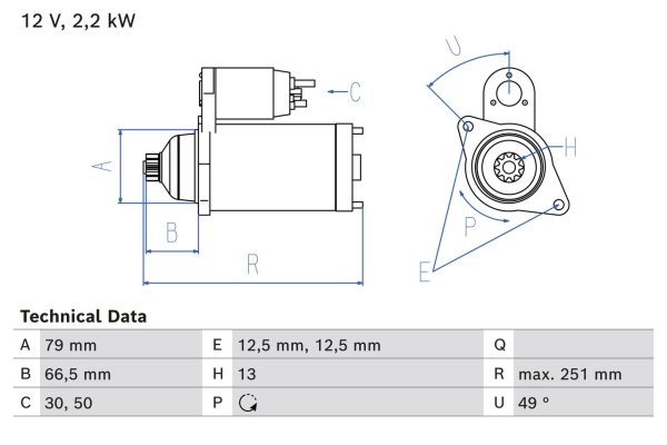 Electromotor VW CRAFTER caroserie (SY_, SX_) 2.0 TDI diesel 102 cai BOSCH 0 986 026 340