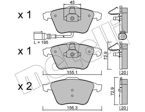 Placute frana VW GOLF VI (5K1) 2.0 R 4motion benzina 265 cai METELLI 22-0549-4