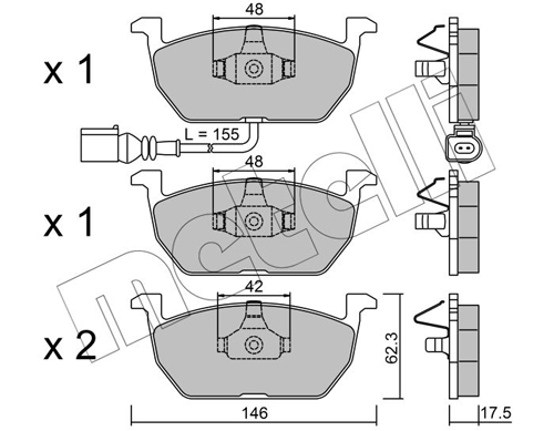 Placute frana VW GOLF VII (5G1, BQ1, BE1, BE2) 1.0 TSI benzina 115 cai METELLI 22-1028-0