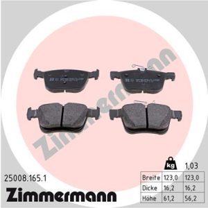 Placute frana VW GOLF VII (5G1, BQ1, BE1, BE2) 1.4 GTE Hybrid benzina/elector 204 cai ZIMMERMANN 25008.165.1