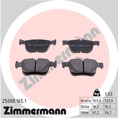 Placute frana VW GOLF VII (5G1, BQ1, BE1, BE2) 1.4 TSI benzina 125 cai ZIMMERMANN 25008.165.1