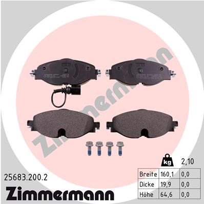Placute frana VW GOLF VII (5G1, BQ1, BE1, BE2) 2.0 GTI benzina 230 cai ZIMMERMANN 25683.200.2