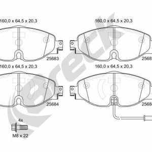 Placute frana VW GOLF VII (5G1, BQ1, BE1, BE2) 1.4 TSI benzina 150 cai BRECK 25683 00 701 00