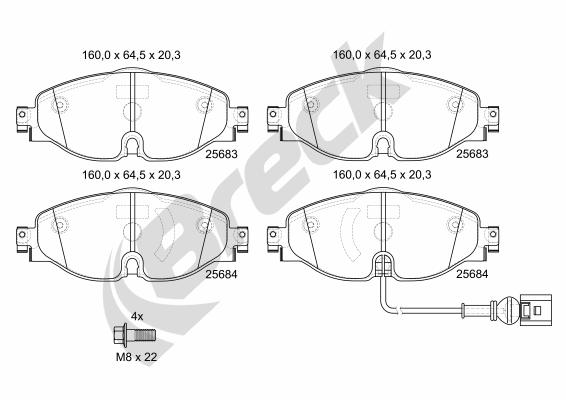 Placute frana VW ARTEON (3H7, 3H8) 2.0 TSI benzina 190 cai BRECK 25683 00 701 00