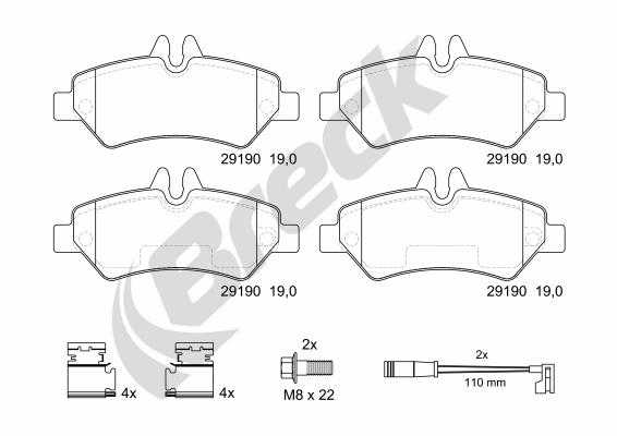 Placute frana VW CRAFTER 30-50 platou / sasiu (2F_) 2.0 TDI diesel 114 cai BRECK 29190 00 703 10