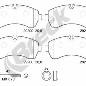 Placute frana VW CRAFTER 30-50 caroserie (2E_) 2.5 TDI diesel 136 cai BRECK 29200 00 703 00