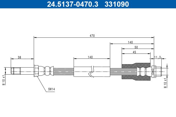 Furtun frana VW CRAFTER 30-50 caroserie (2E_) 2.0 TDI diesel 136 cai ATE 24.5137-0470.3