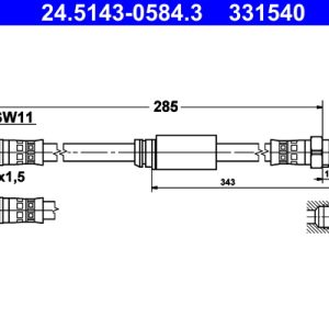 Furtun frana VW GOLF VAN VI Variant (AJ5) 1.6 TDi diesel 90 cai ATE 24.5143-0584.3