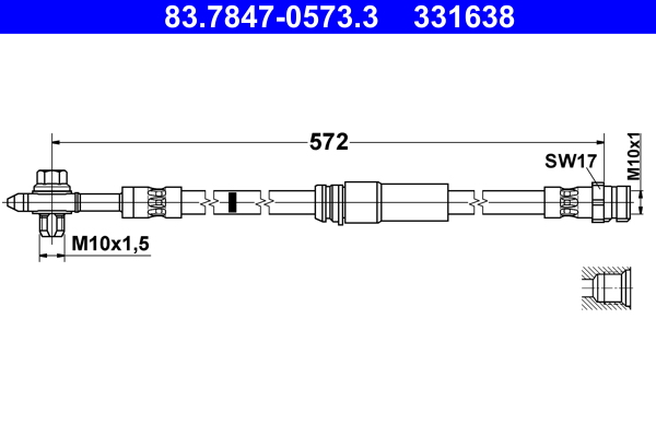 Furtun frana VW CADDY IV microbus (SAB, SAJ) 1.0 TSI benzina 84 cai ATE 83.7847-0573.3