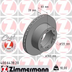 Disc frana VW CRAFTER 30-50 platou / sasiu (2F_) 2.0 TDI diesel 140 cai ZIMMERMANN 400.6478.20