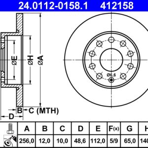 Disc frana VW GOLF VI Variant (AJ5) 2.0 TDI diesel 136 cai ATE 24.0112-0158.1