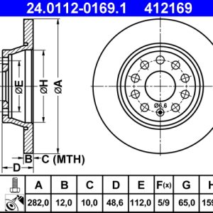 Disc frana VW GOLF VI Variant (AJ5) 2.0 TDI diesel 136 cai ATE 24.0112-0169.1