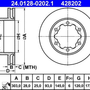Disc frana VW CRAFTER 30-50 caroserie (2E_) 2.0 TDI diesel 140 cai ATE 24.0128-0202.1