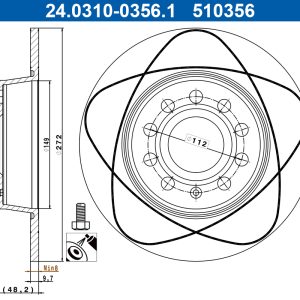 Disc frana VW CADDY V Autoutilitara/limuzina spatioasa (SBA, SBH) 1.5 TSi EVO benzina 114 cai ATE 24.0310-0356.1