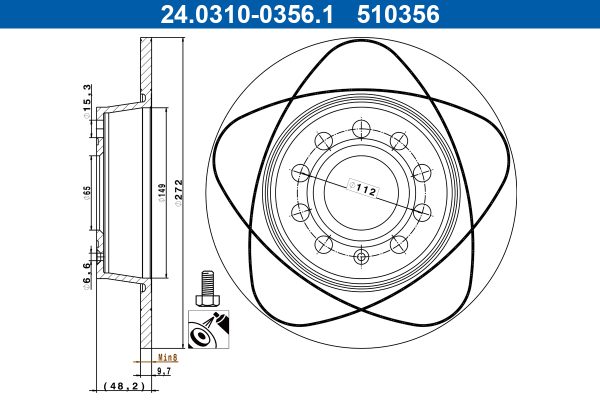 Disc frana VW CADDY V Autoutilitara/limuzina spatioasa (SBA, SBH) 1.5 TSi EVO benzina 114 cai ATE 24.0310-0356.1