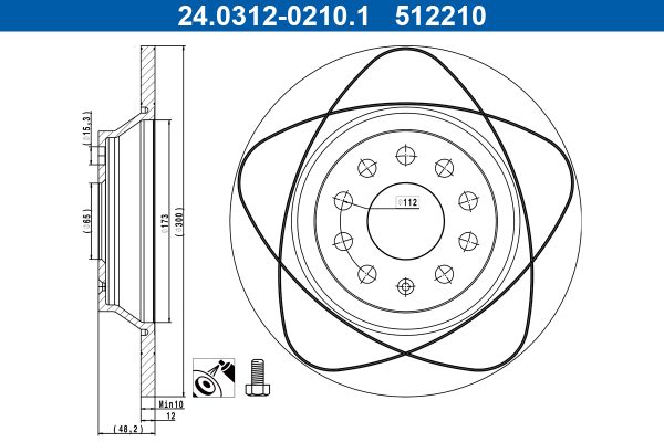 Disc frana VW CADDY V Autoutilitara/limuzina spatioasa (SBA, SBH) 1.5 TSi EVO benzina 114 cai ATE 24.0312-0210.1