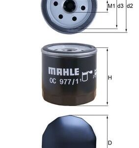 Filtru ulei VW GOLF VII (5G1, BQ1, BE1, BE2) 1.5 TSI benzina 130 cai MAHLE ORIGINAL OC 977/1