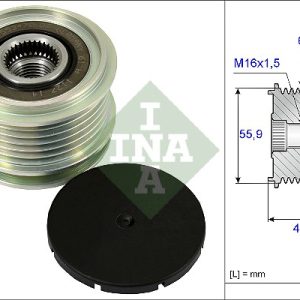 Fulie alternator VW GOLF VI (5K1) 1.6 BiFuel Benzina/Autogaz (GPL) 102 cai INA 535 0012 10