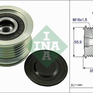 Fulie alternator VW GOLF VI (5K1) 2.0 GTi benzina 210 cai INA 535 0041 10