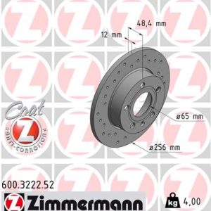 Disc frana VW GOLF VI Variant (AJ5) 2.0 TDI diesel 136 cai ZIMMERMANN 600.3222.52
