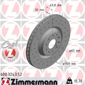 Disc frana VW GOLF VII (5G1, BQ1, BE1, BE2) 2.0 R 4motion benzina 280 cai ZIMMERMANN 600.3243.52