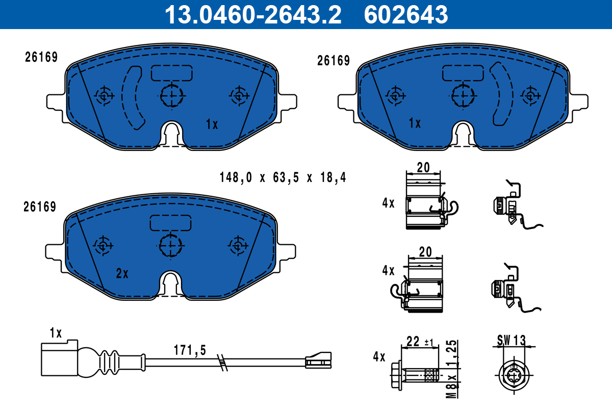 Placute frana VW CADDY V microbus (SBB, SBJ) 2.0 diesel 110 cai ATE 13.0460-2643.2