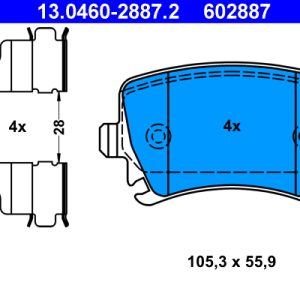 Placute frana VW GOLF VI (5K1) 2.0 R 4motion benzina 270 cai ATE 13.0460-2887.2