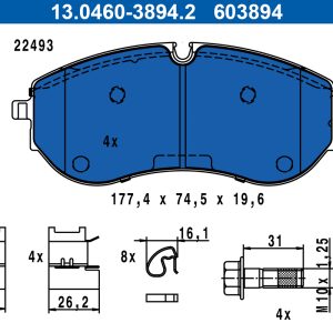 Placute frana VW CRAFTER platou / sasiu (SZ_) 2.0 TDI RWD diesel 177 cai ATE 13.0460-3894.2