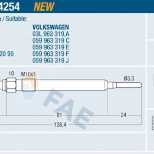 Bujie incandescenta VW GOLF VI (5K1) 2.0 TDI diesel 140 cai FAE 74254